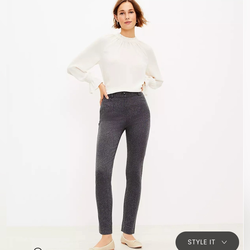 LOFT Sutton Skinny Grey Multi Stretch Pants